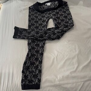 Connection 18 Black and Gray Tights  Lace Patterned